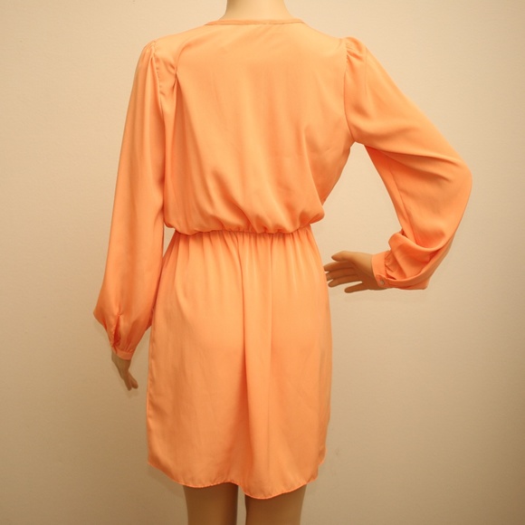 NEW Tobi Pastel Orange Faux Wrap Tunic Dress S - Picture 6 of 8